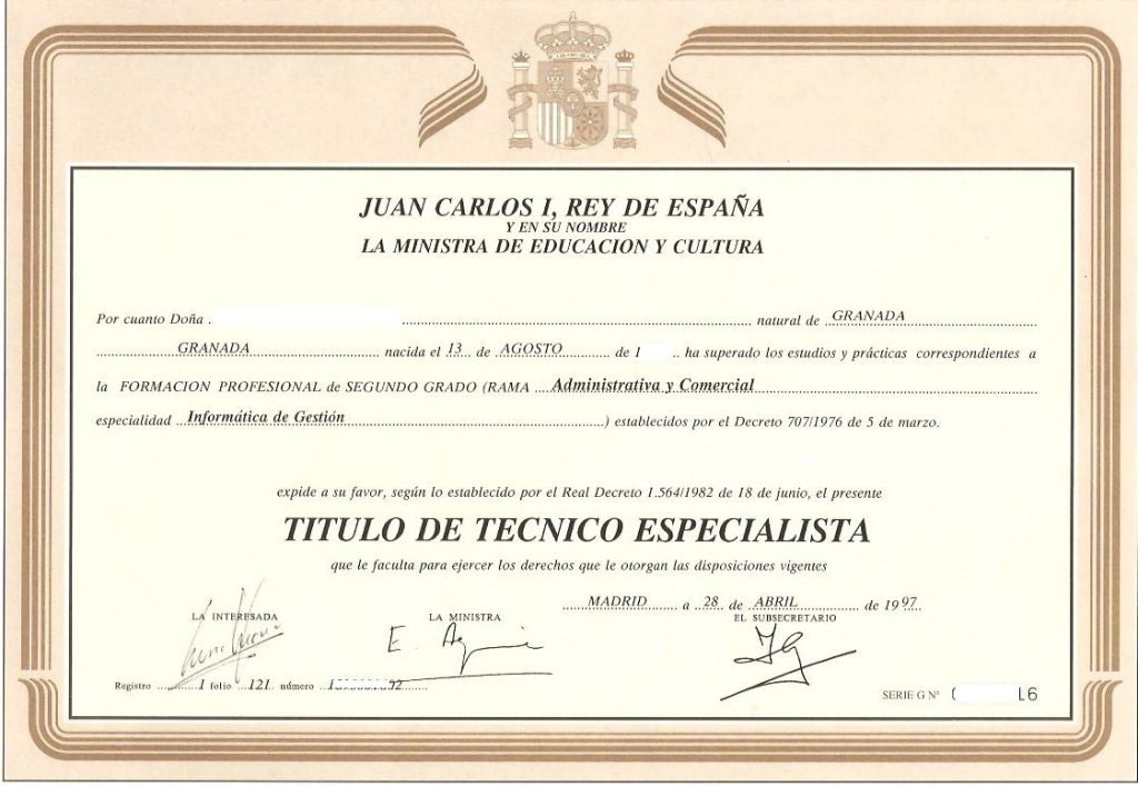 Venta de Título Académico de FP Medio Superior